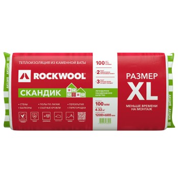 Базальтовая вата Rockwool Скандик 1200х600х100 мм 6 плит в упаковке